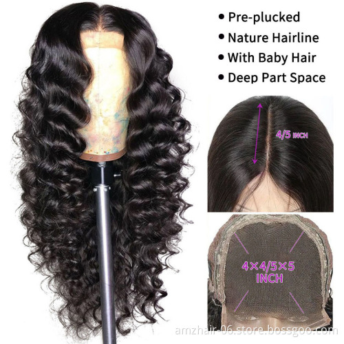 Mink Loose Deep Wave Brazilian Virgin Human Cuticle Aligned Hair 4x4 5x5 Lace Closure Wig Full Hd Lace Front Wig For Black Women